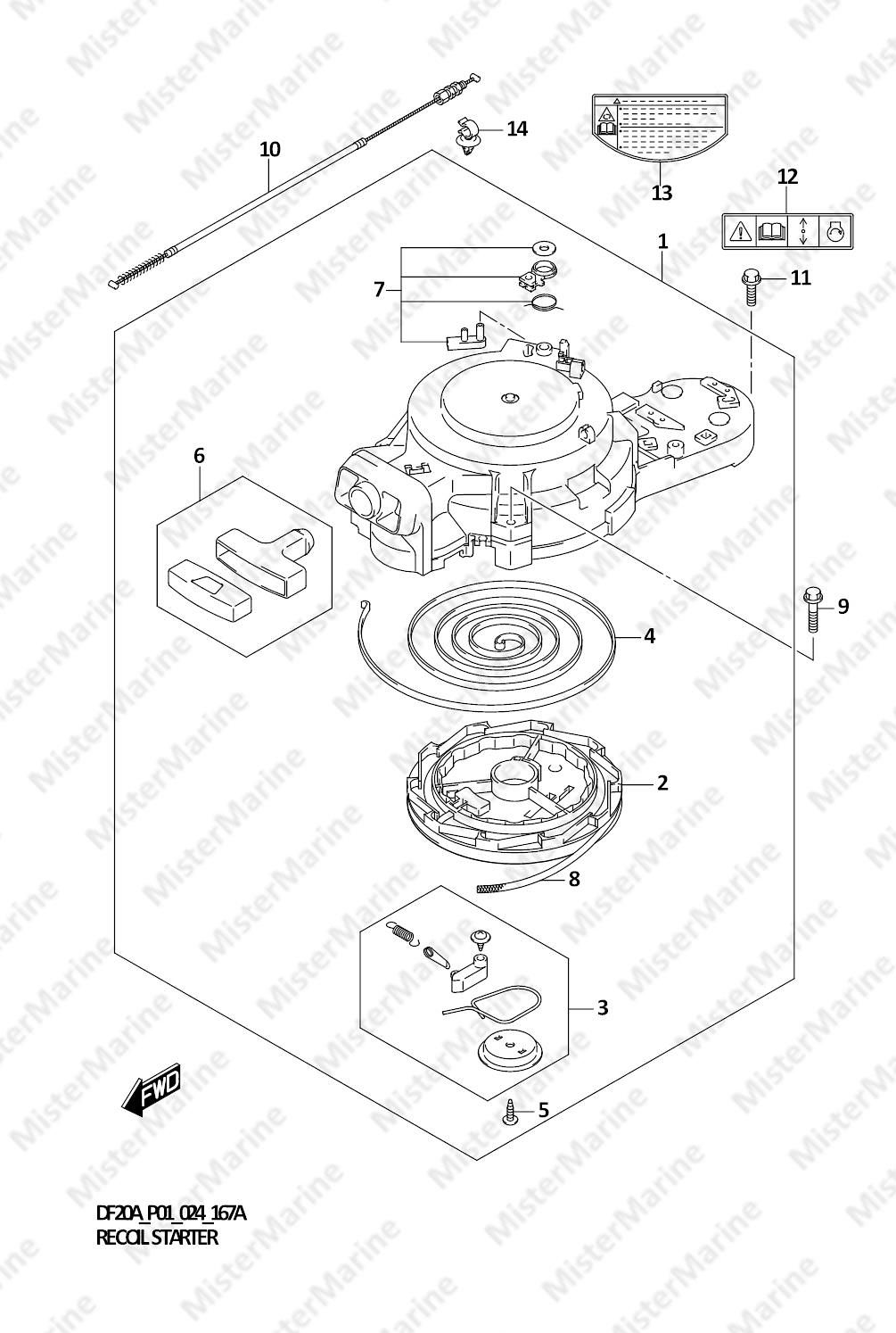 FIG.167A (1-C-8) RECOIL STARTER (SEE NOTE)