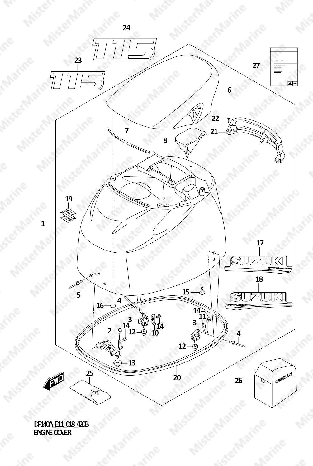FIG.420B (1-I-3) ENGINE COVER (DF115AT)