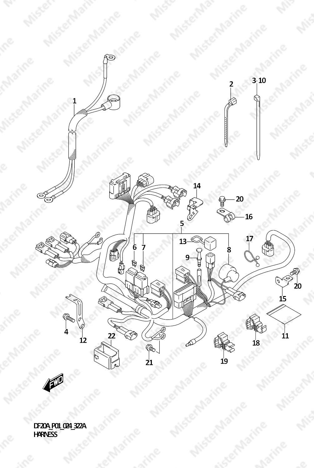 FIG.322A (1-D-14) HARNESS (DF9.9B,DF15A,DF20A)