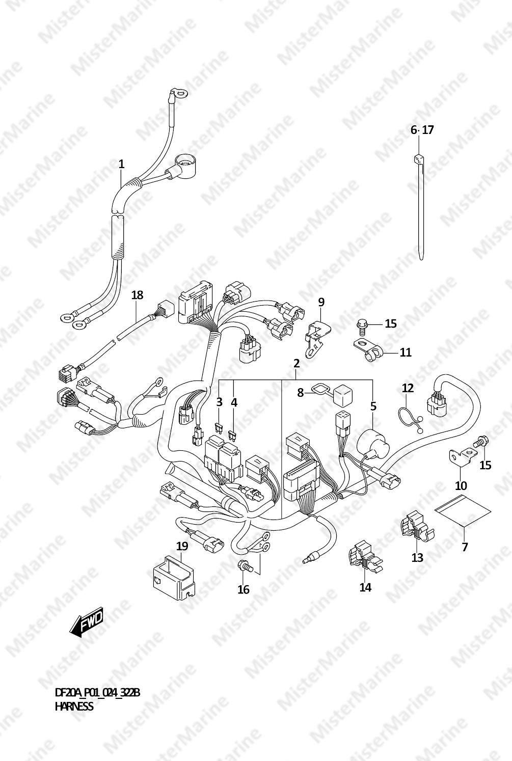 FIG.322B (1-E-2) HARNESS (DF9.9BR,DF15AR,DF20AR)