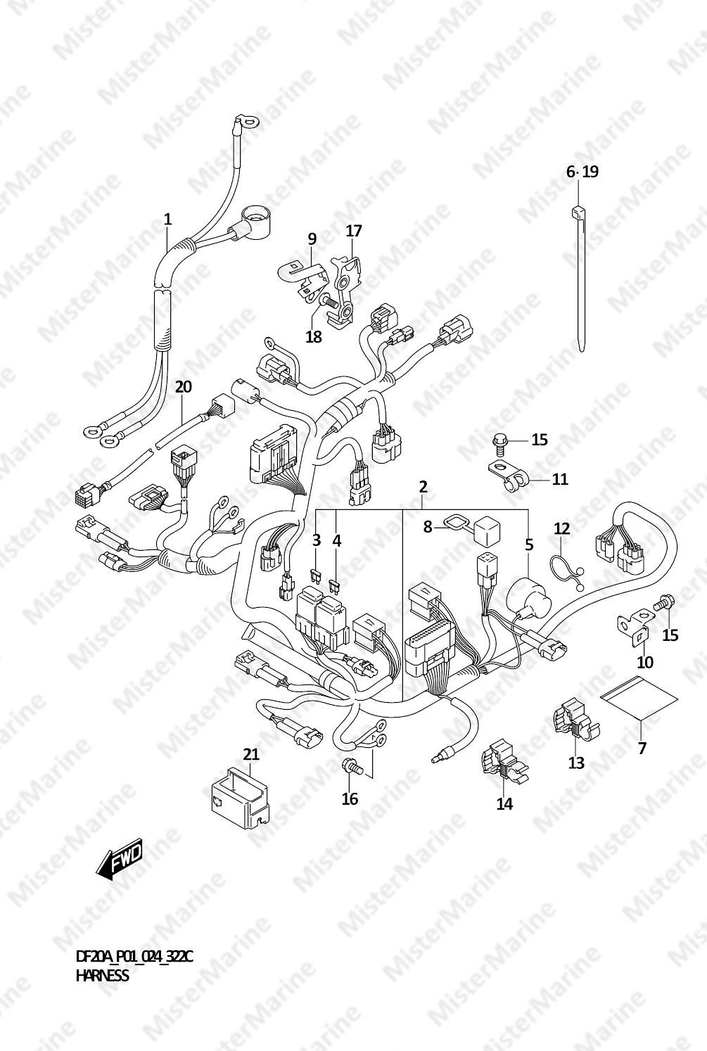 FIG.322C (1-E-3) HARNESS (DF15AT,DF20AT)