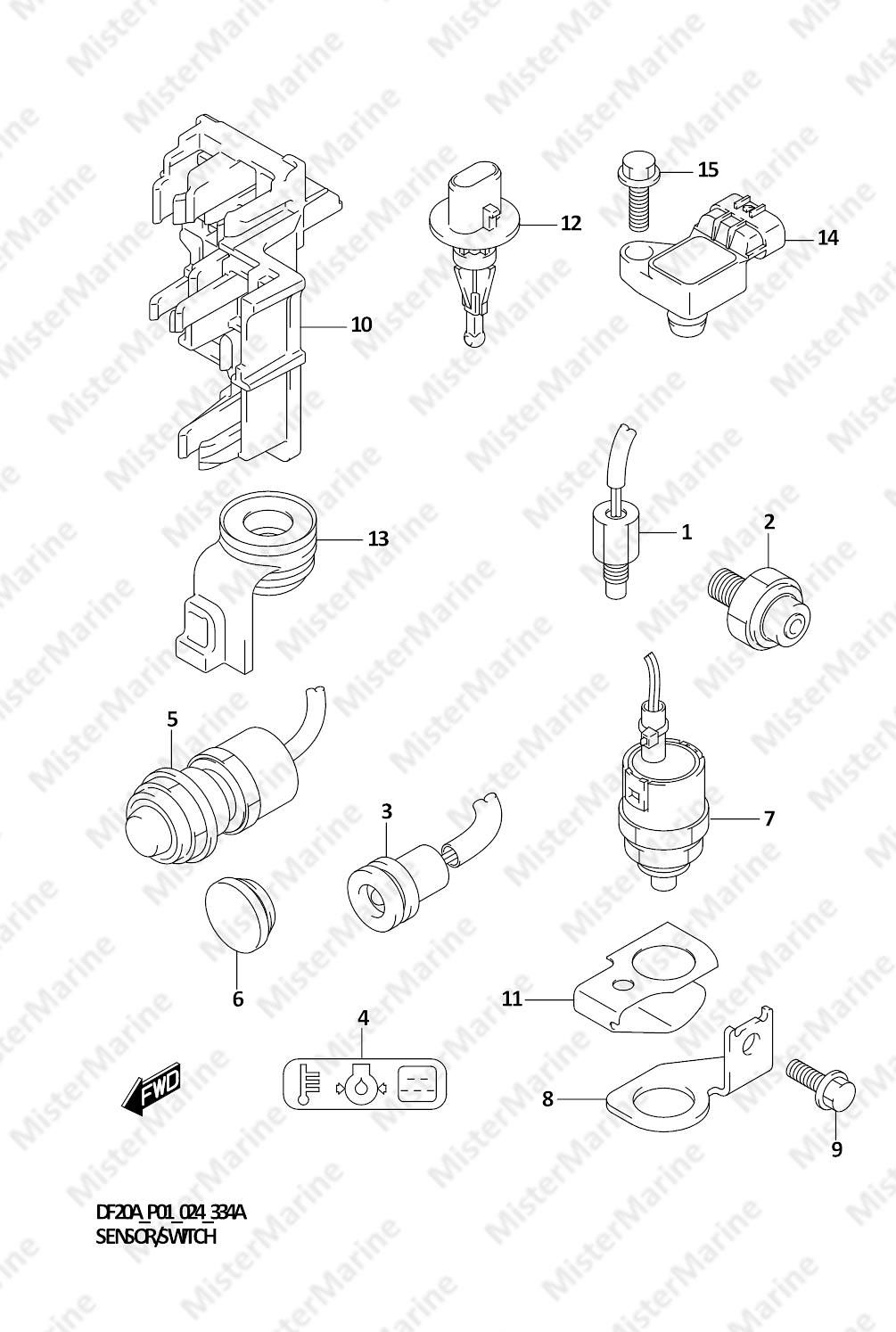 FIG.334A (1-E-7) SENSOR/SWITCH ((DF9.9B,DF15A,DF20A):P01)