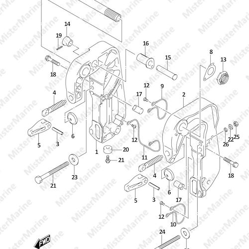 27 FIG.335D (1-E-14) CLAMP BRACKET (DF15AT,DF20AT,DF20ATH)