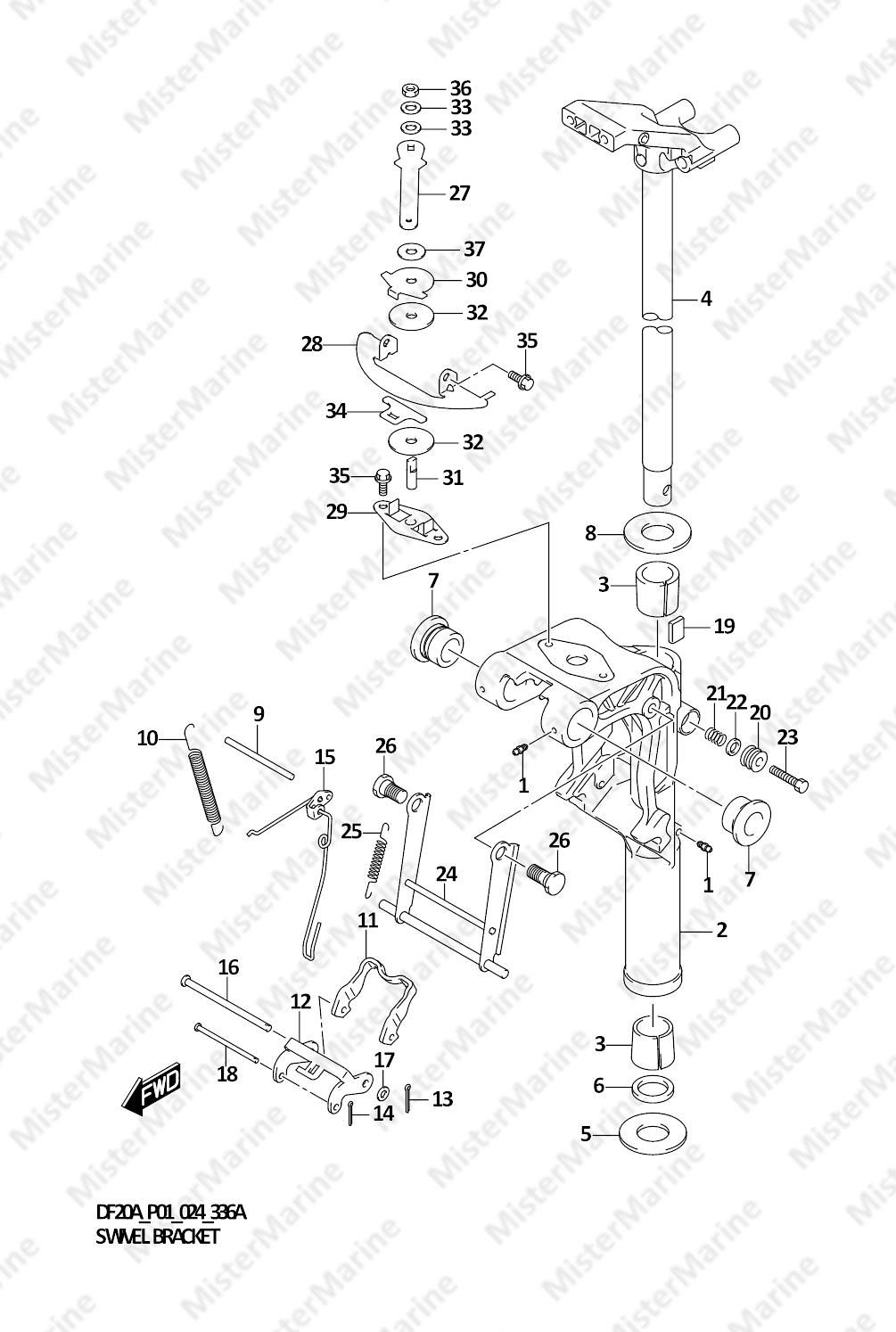 FIG.336A (1-F-2) SWIVEL BRACKET ((DF9.9B,DF15A,DF20A):P01)
