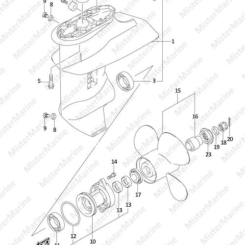 FIG.407E (1-G-6) GEAR CASE (DF20A:P01:4 BLADE)