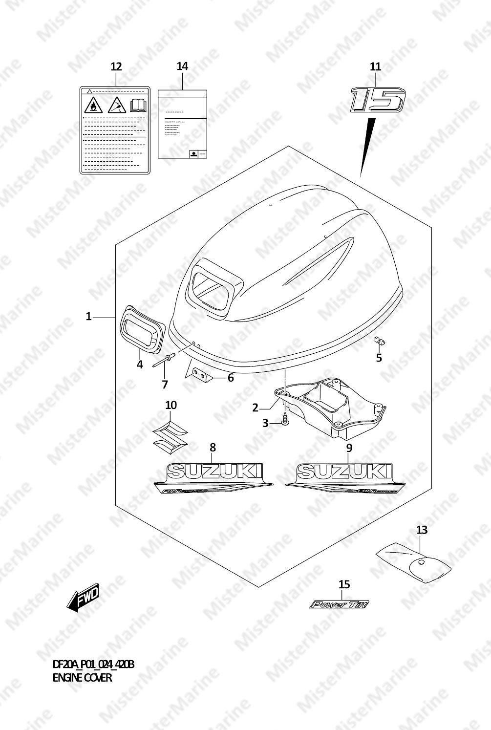 FIG.420B (1-G-14) ENGINE COVER (DF15A,DF15AR,DF15AT)