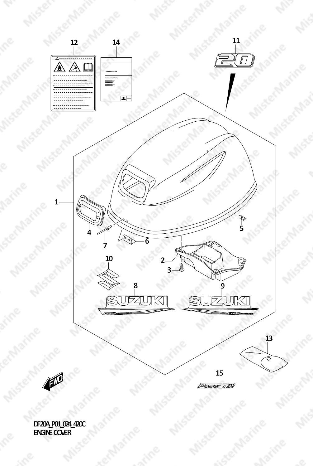 FIG.420C (1-H-2) ENGINE COVER (DF20A,DF20AR,DF20AT,DF20ATH)
