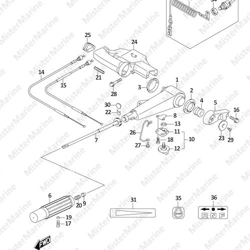 FIG.444B (1-H-6) TILLER HANDLE (DF20A:P40)
