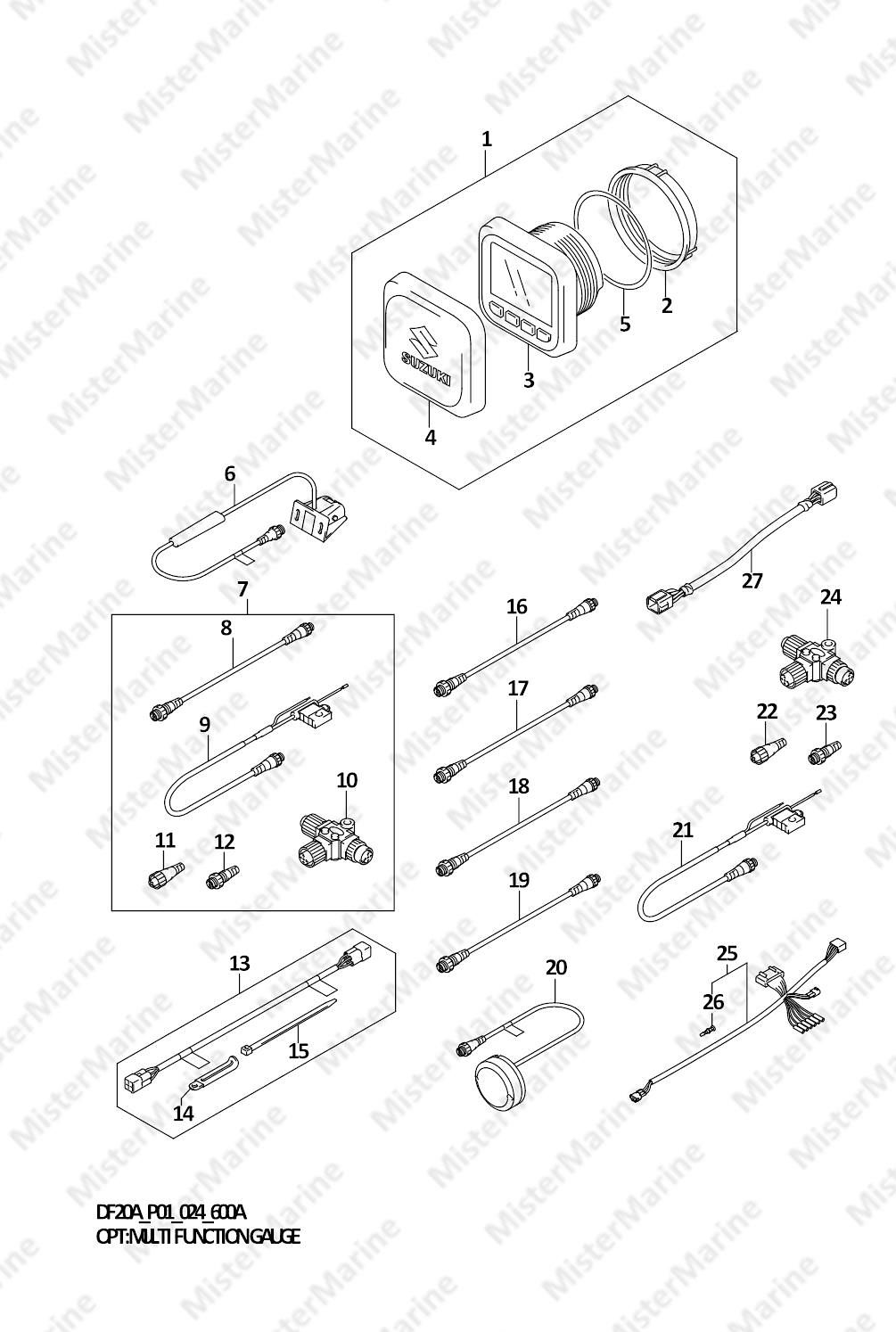 FIG.600A (1-J-13) OPT:MULTI FUNCTION GAUGE (SEE NOTE)