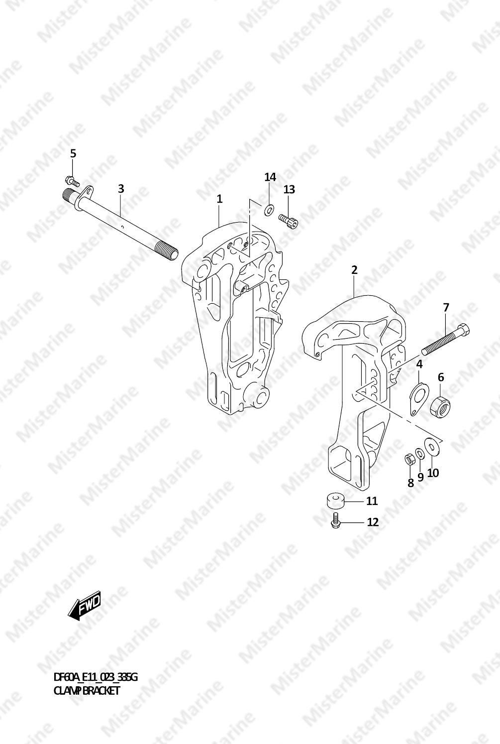 FIG.335G (1-I-5) CLAMP BRACKET (DF40ARI)