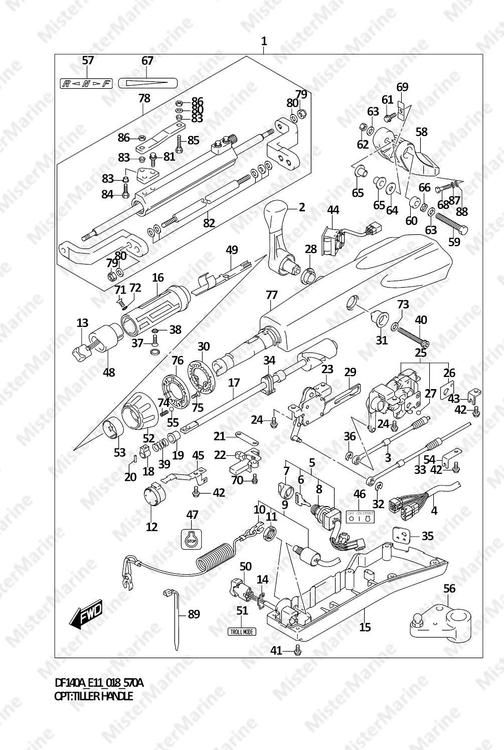 FIG.570A (1-L-13) OPT:TILLER HANDLE (DF100AT)(DF115AT)(DF115AZ)
