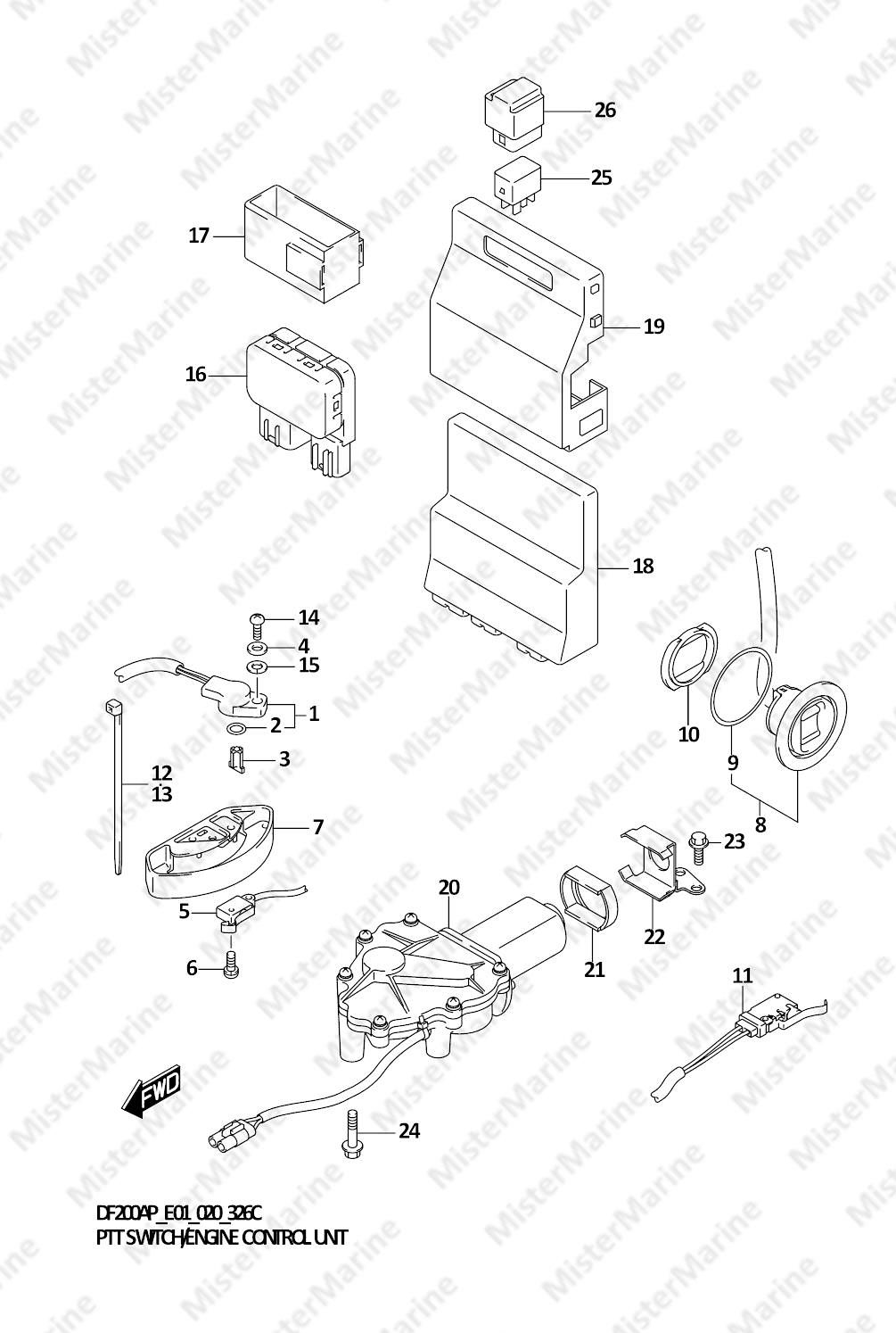 FIG.326C (1-E-14) PTT SWITCH/ENGINE CONTROL UNIT (DF200AP)