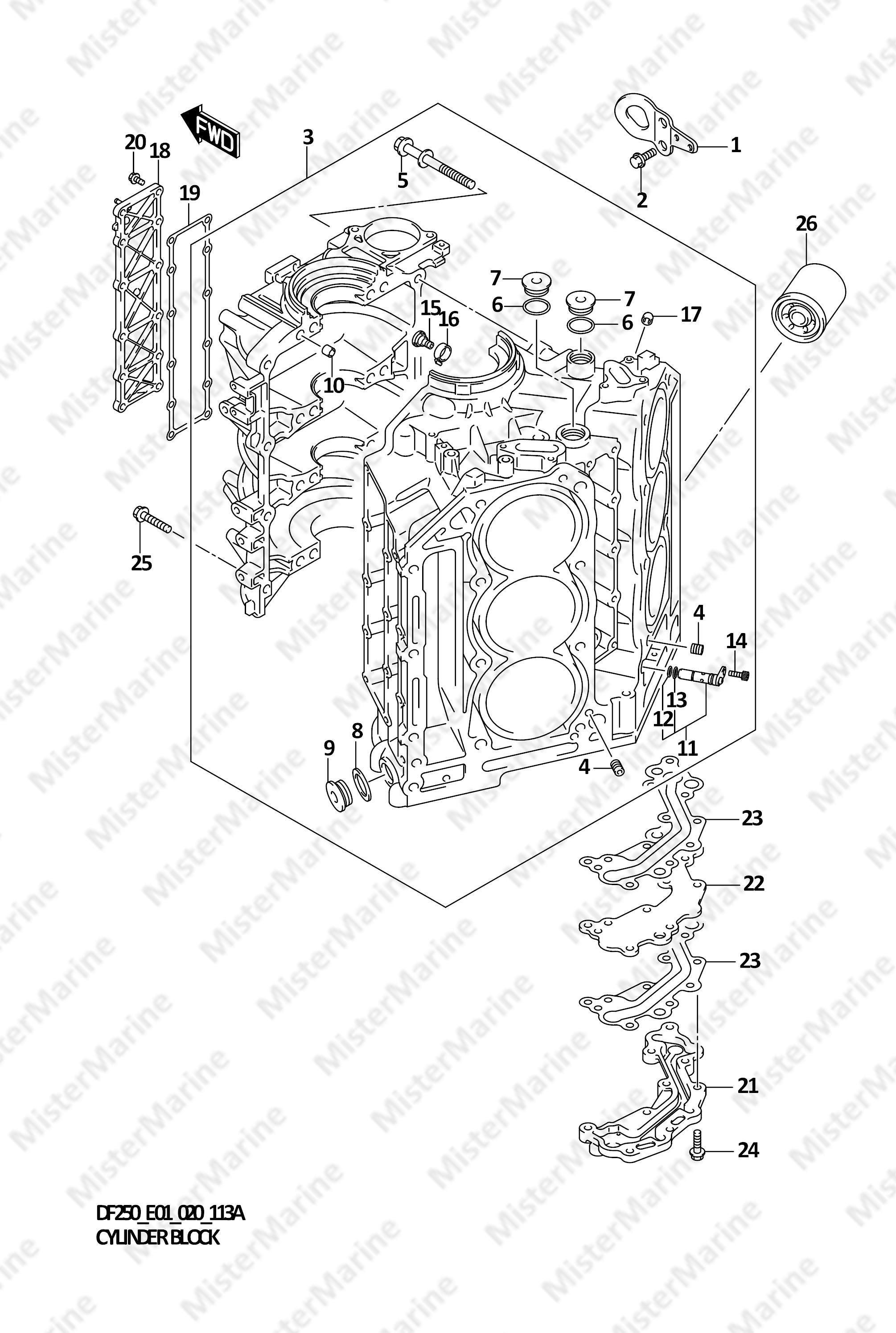 FIG.113A (1-B-6) CYLINDER BLOCK