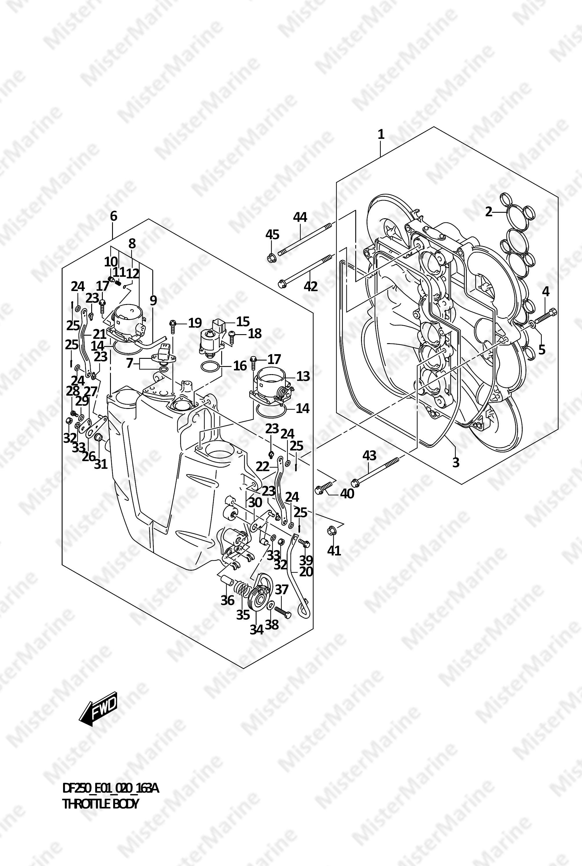 FIG.163A (1-D-15) THROTTLE BODY (DF200T)(DF200Z)