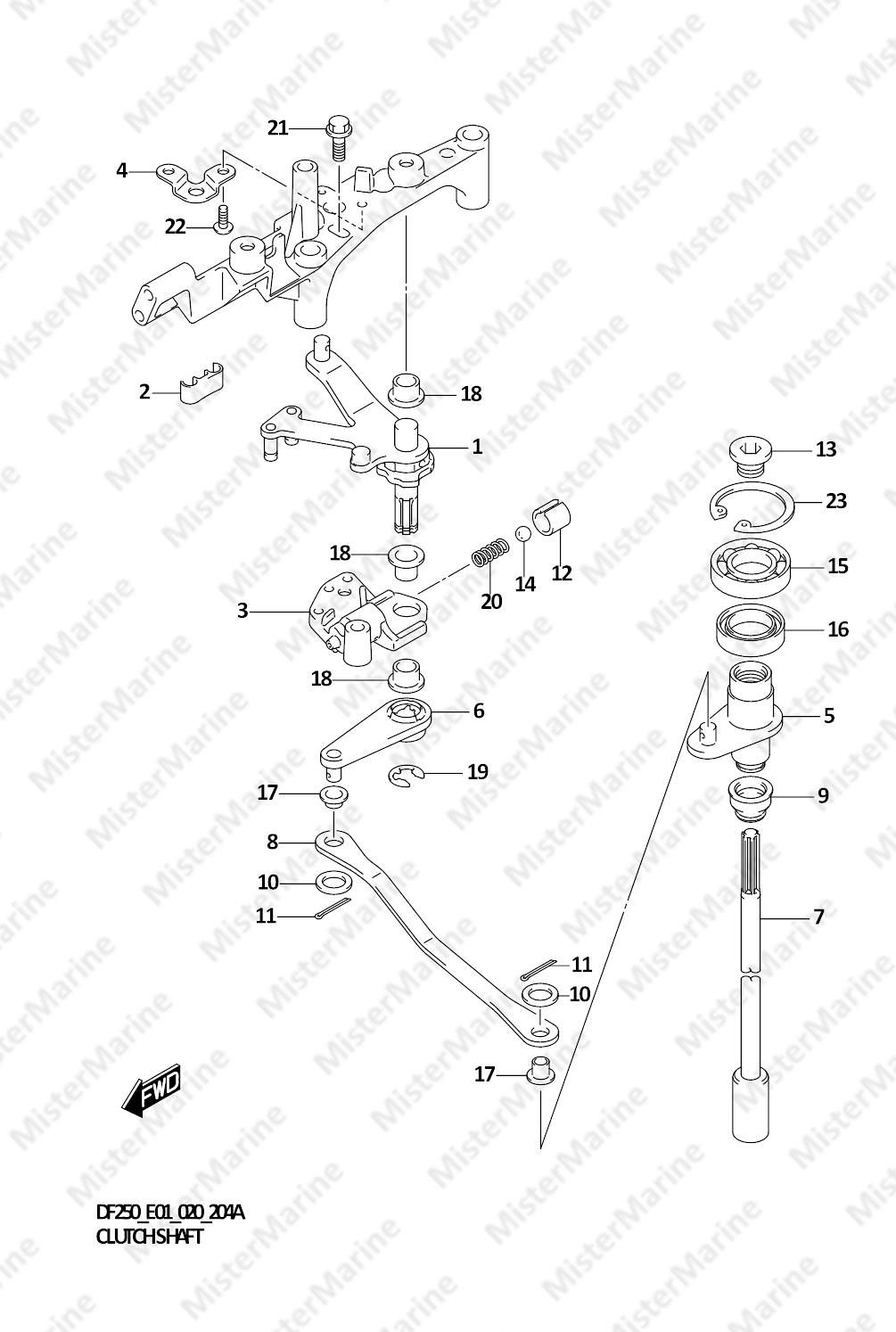 FIG.204A (1-E-10) CLUTCH SHAFT (DF200T E01)