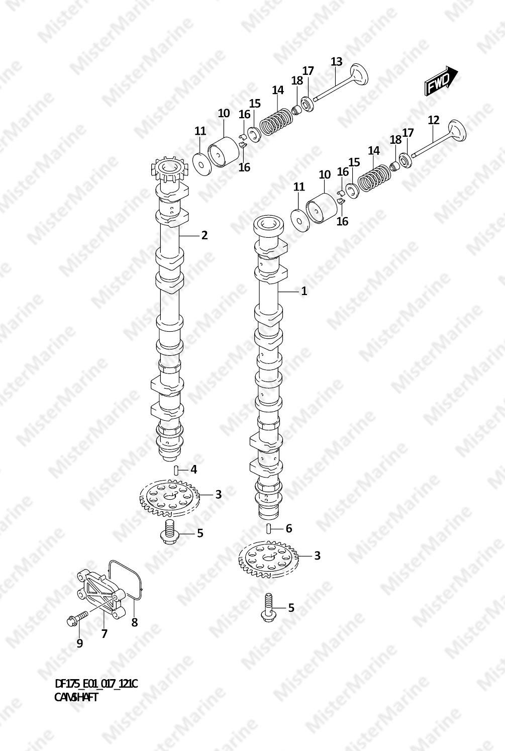 FIG.121C (1-C-5) CAMSHAFT (DF150Z E01)