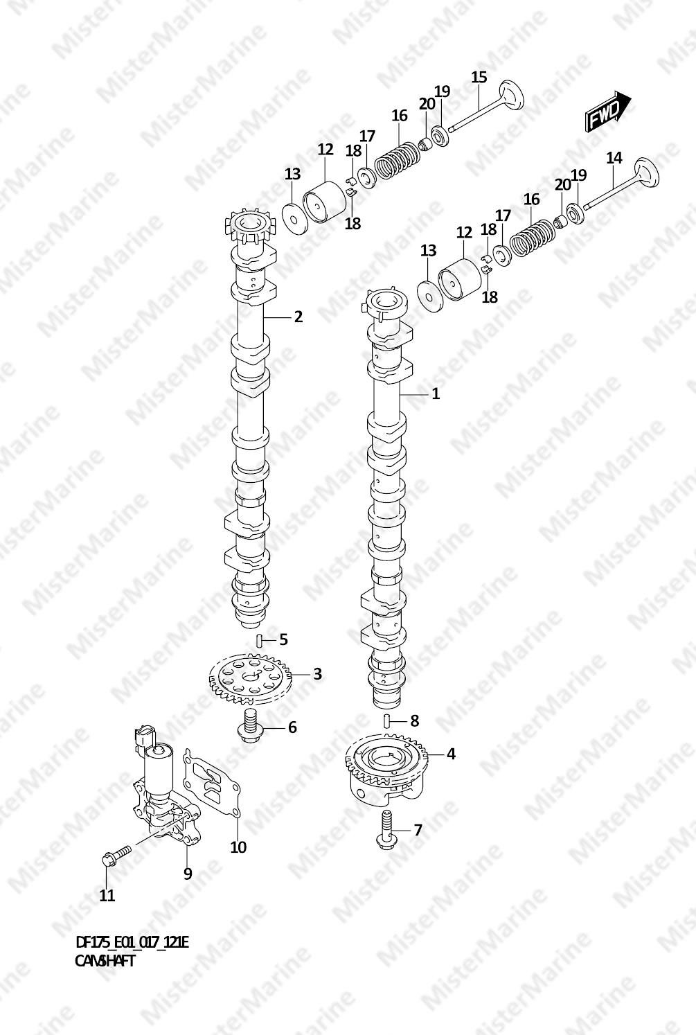FIG.121E (1-C-9) CAMSHAFT (DF175T E01)