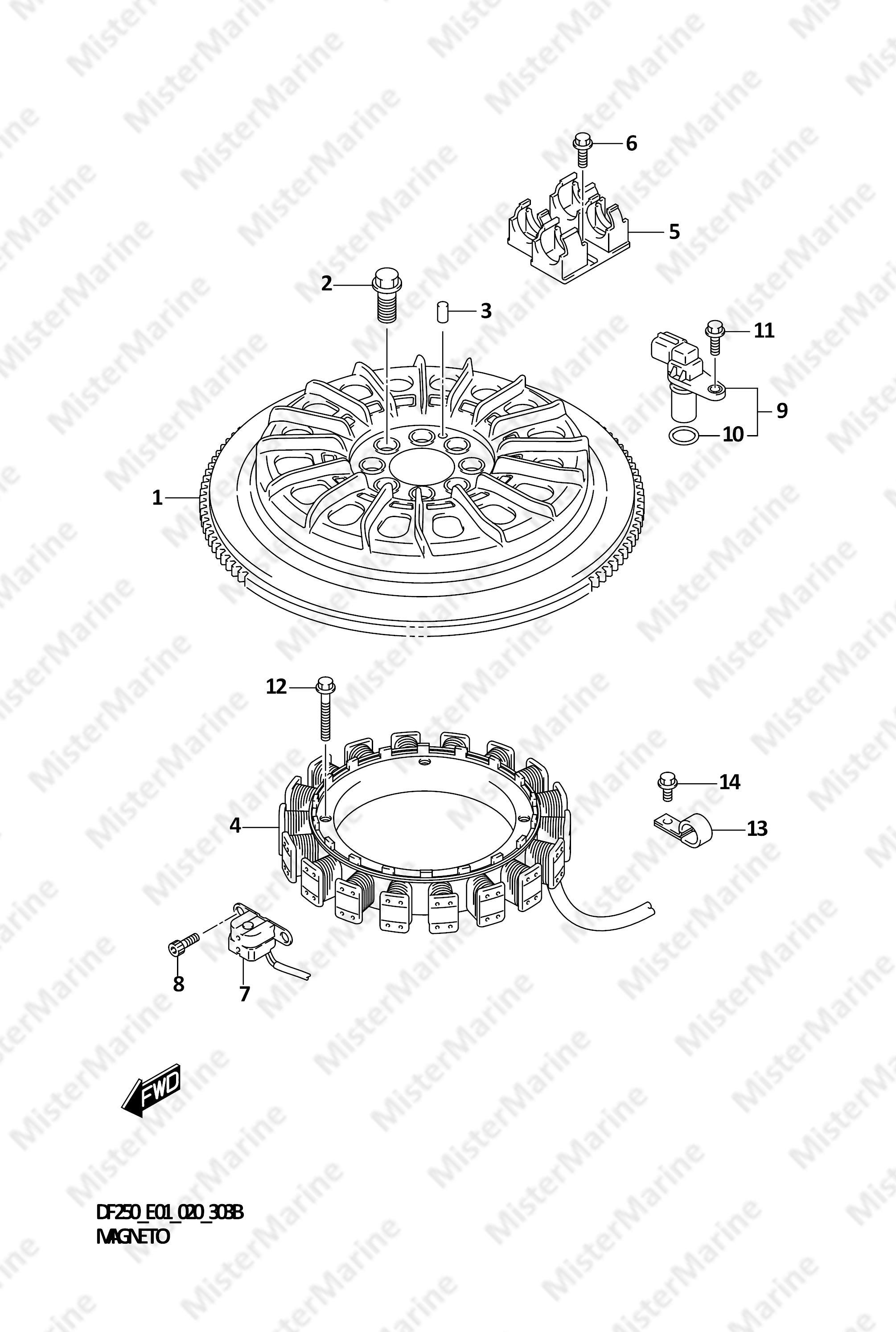 FIG.303B (1-H-15) MAGNETO (DF250T)(DF250Z)