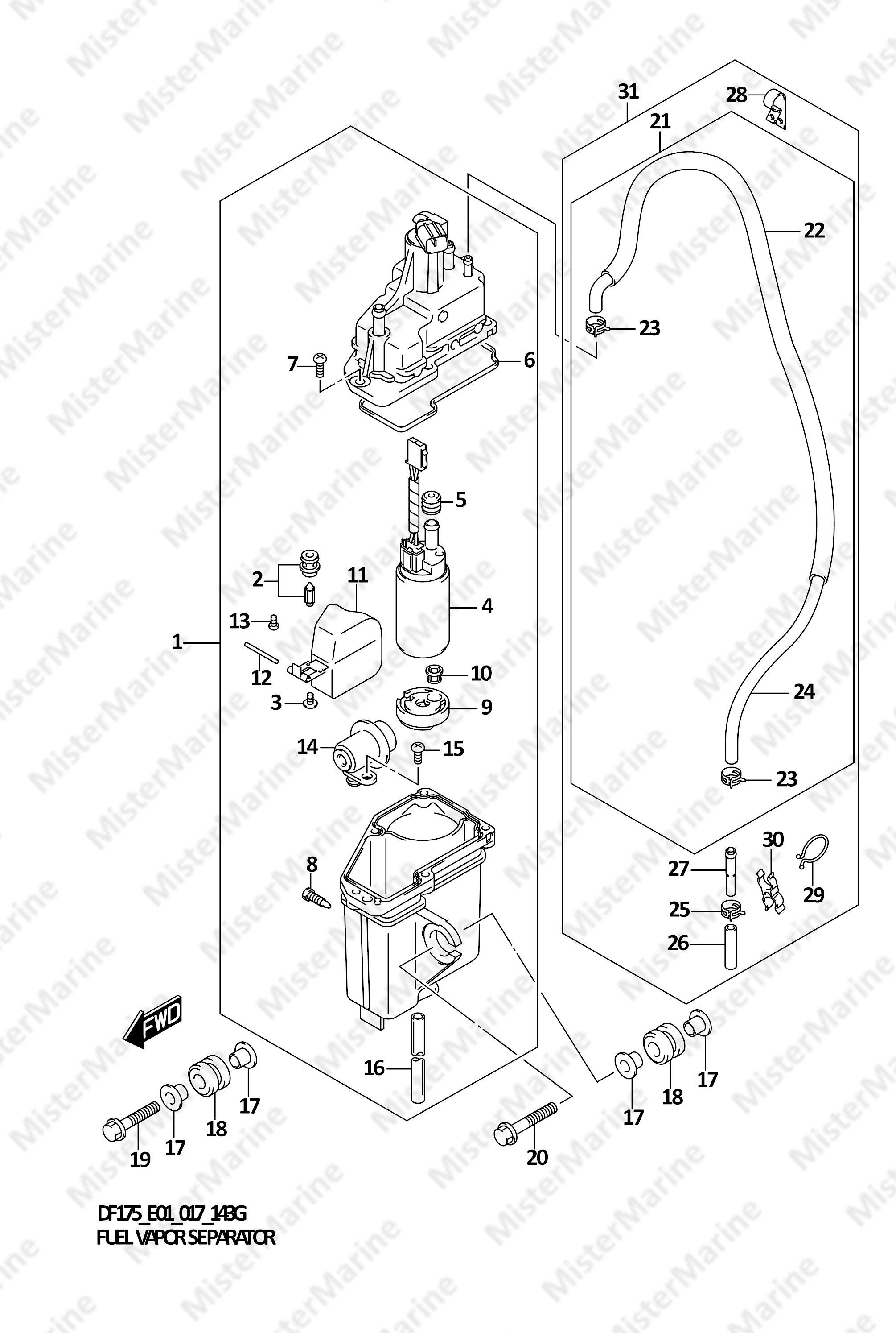FIG.143G (1-D-12) FUEL VAPOR SEPARATOR (DF175Z E01)