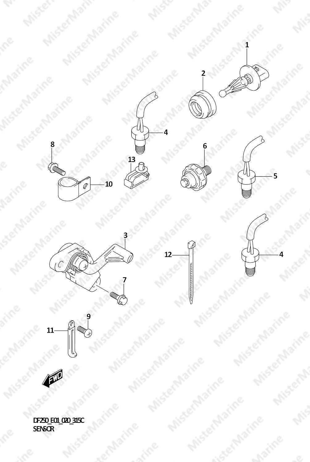 FIG.315C (1-I-5) SENSOR (DF200Z)(DF225T)(DF225Z)(DF250T)(DF250Z)