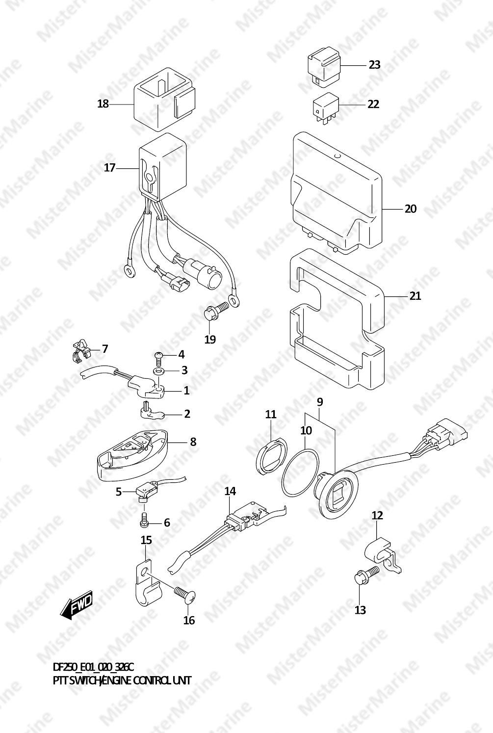 FIG.326C (1-I-14) PTT SWITCH/ENGINE CONTROL UNIT (DF200Z)