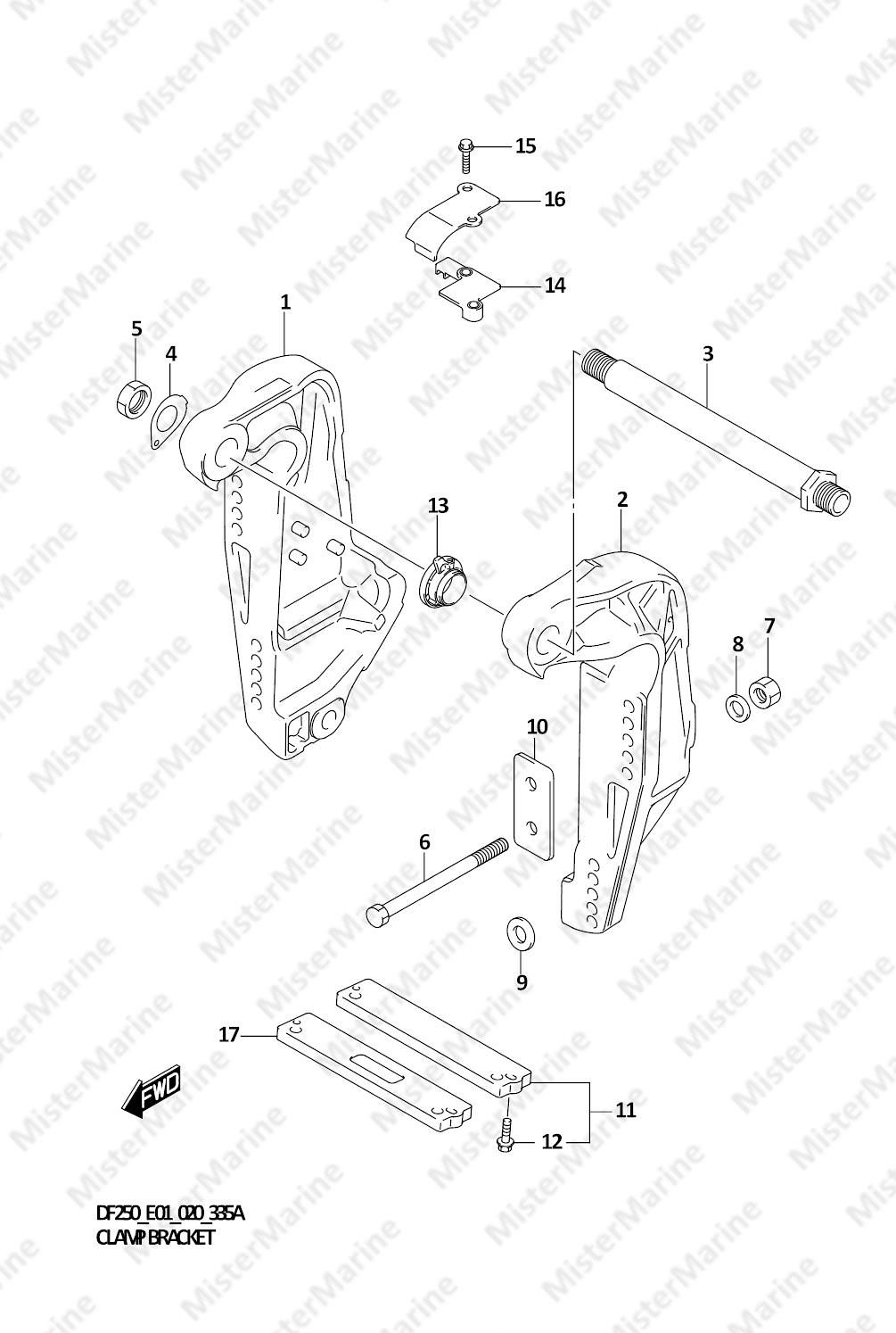 FIG.335A (1-J-2) CLAMP BRACKET TRANSOM(L)