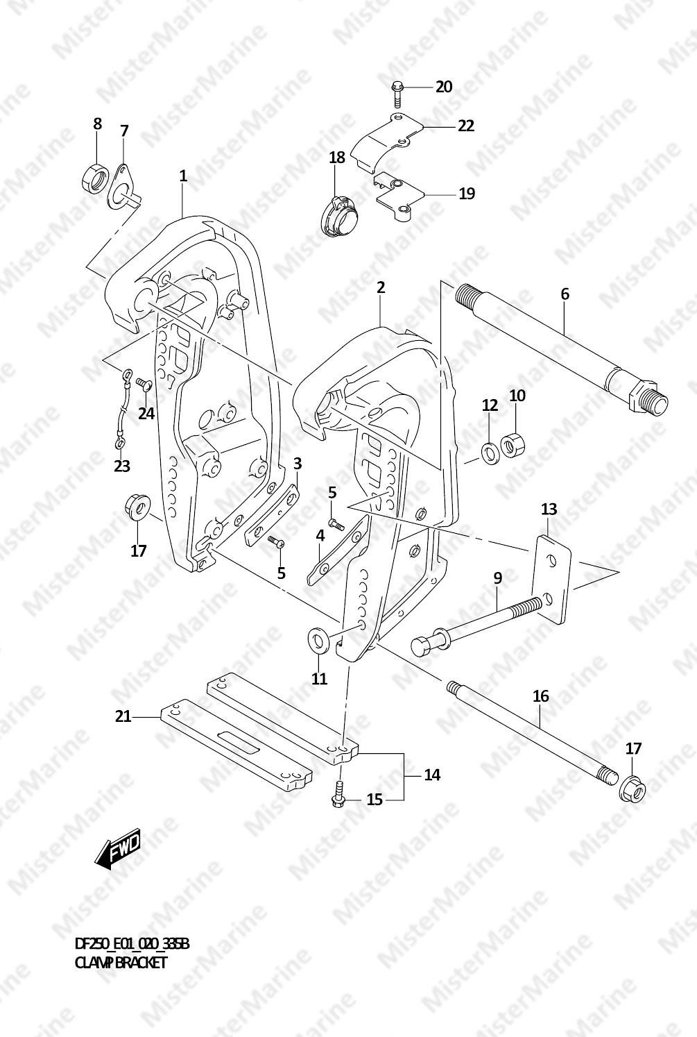FIG.335B (1-J-3) CLAMP BRACKET TRANSOM(X,XX)