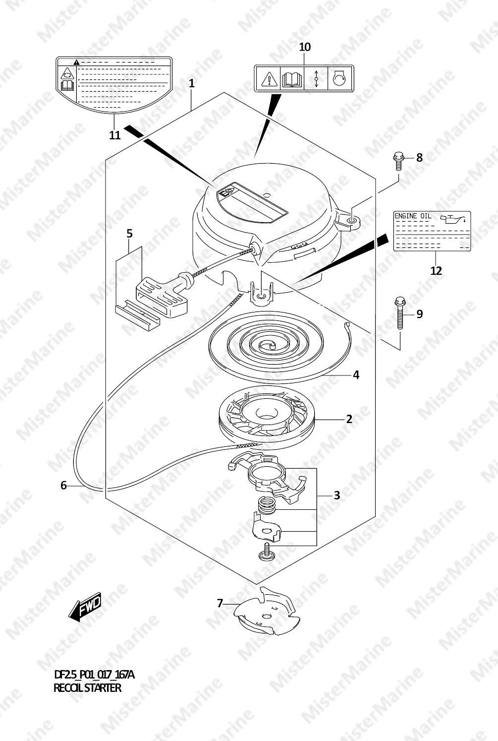 FIG.167A (1-B-8) RECOIL STARTER