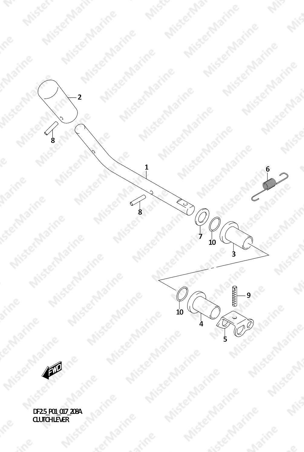 FIG.208A (1-B-10) CLUTCH LEVER