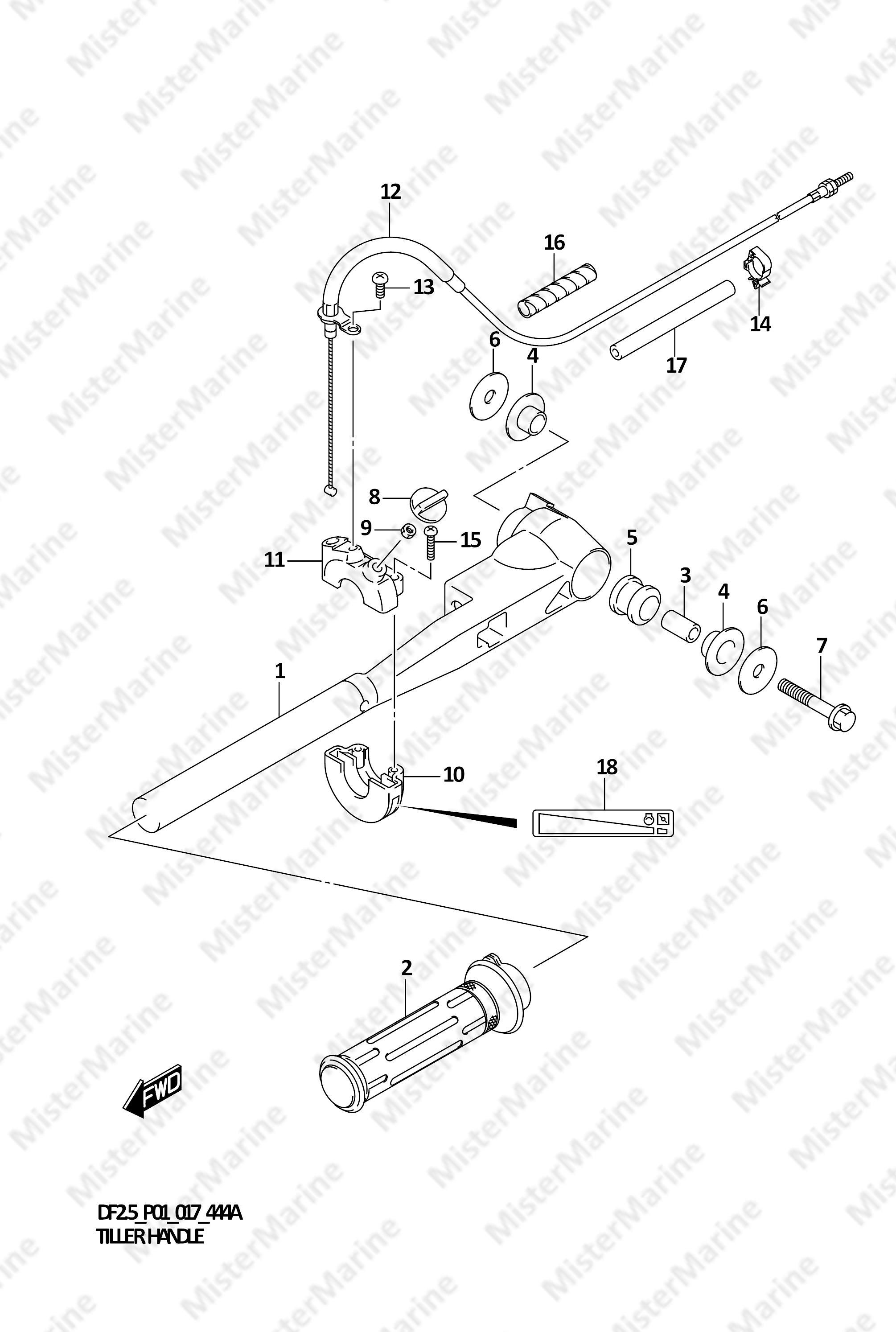 FIG.444A (1-C-8) TILLER HANDLE
