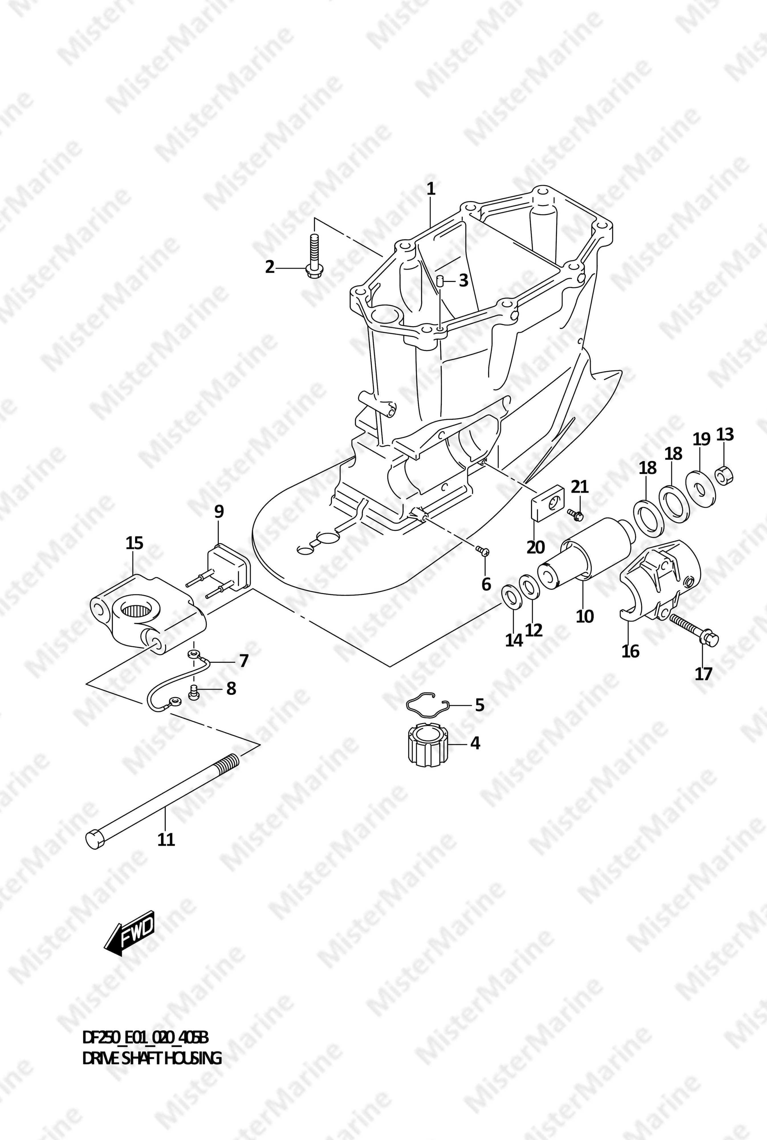 FIG.405B (1-K-4) DRIVE SHAFT HOUSING TRANSOM(X)