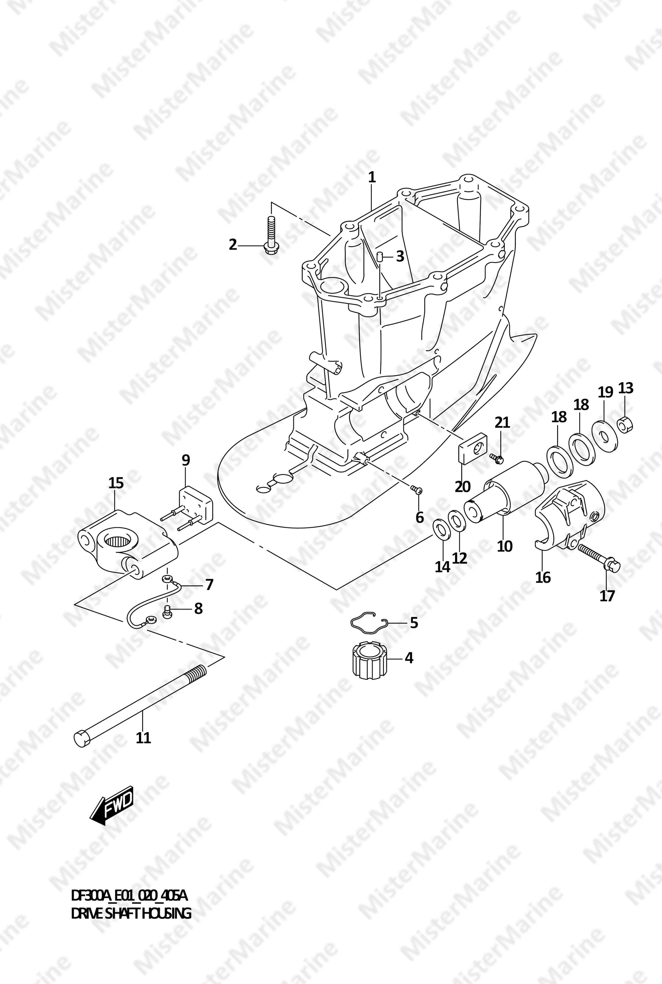 FIG.405A (1-E-10) DRIVE SHAFT HOUSING TRANSOM(X)