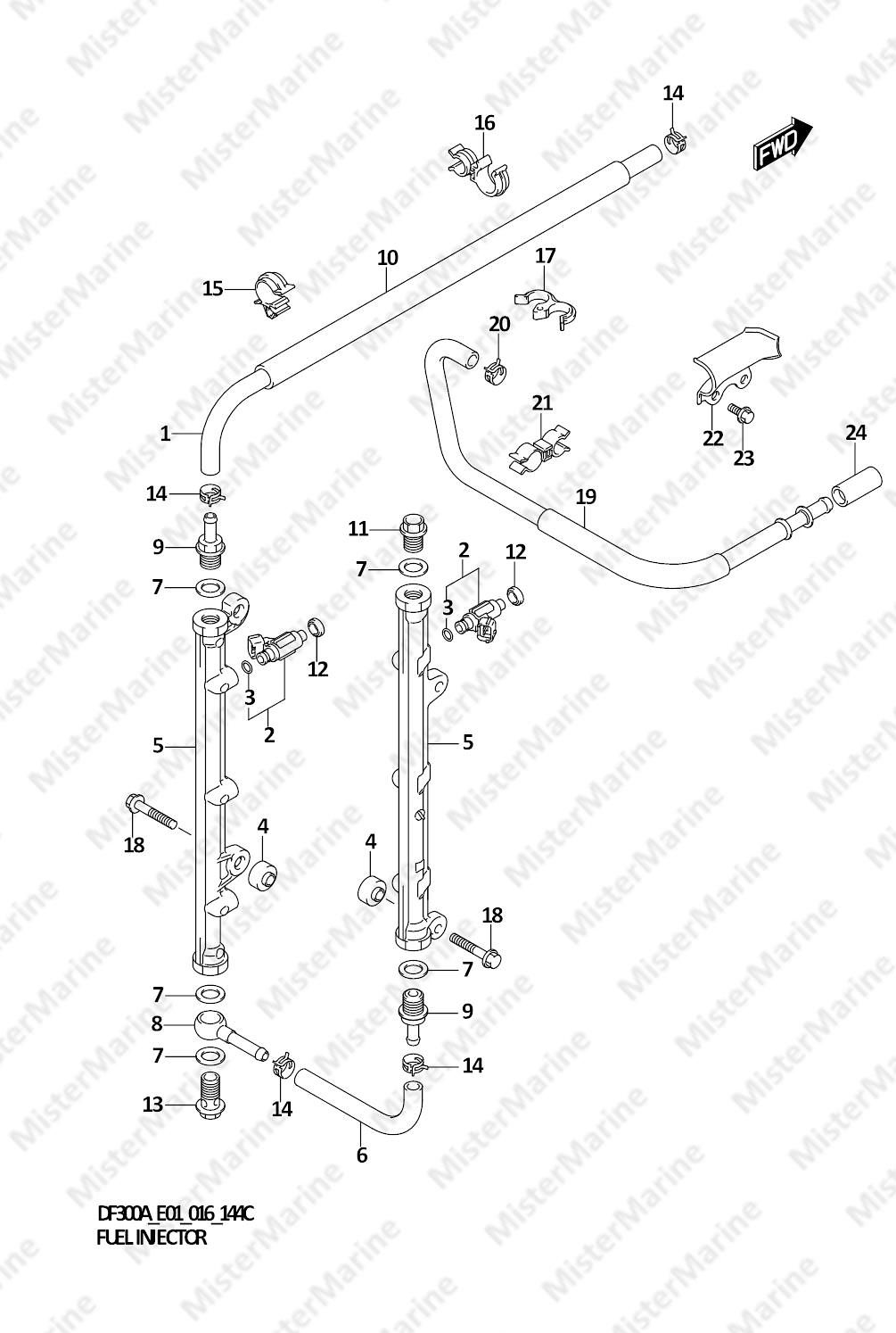 FIG.144C (1-B-15) FUEL INJECTOR (DF250A E01)