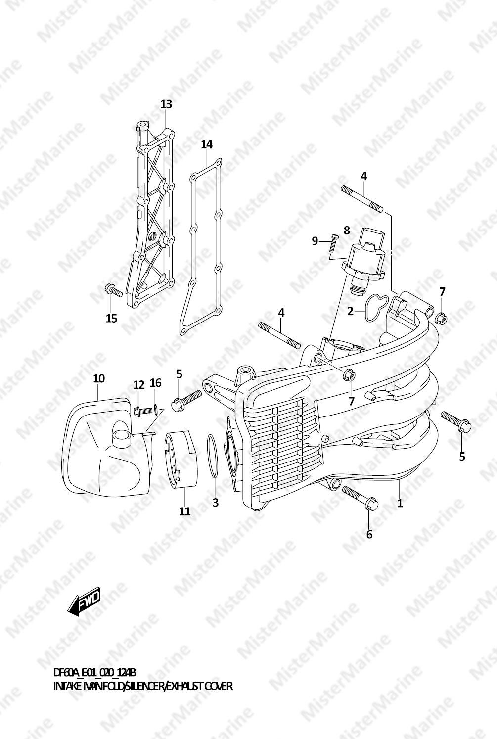 FIG.124B (1-C-2) INTAKE MANIFOLD/SILENCER/EXHAUST COVER