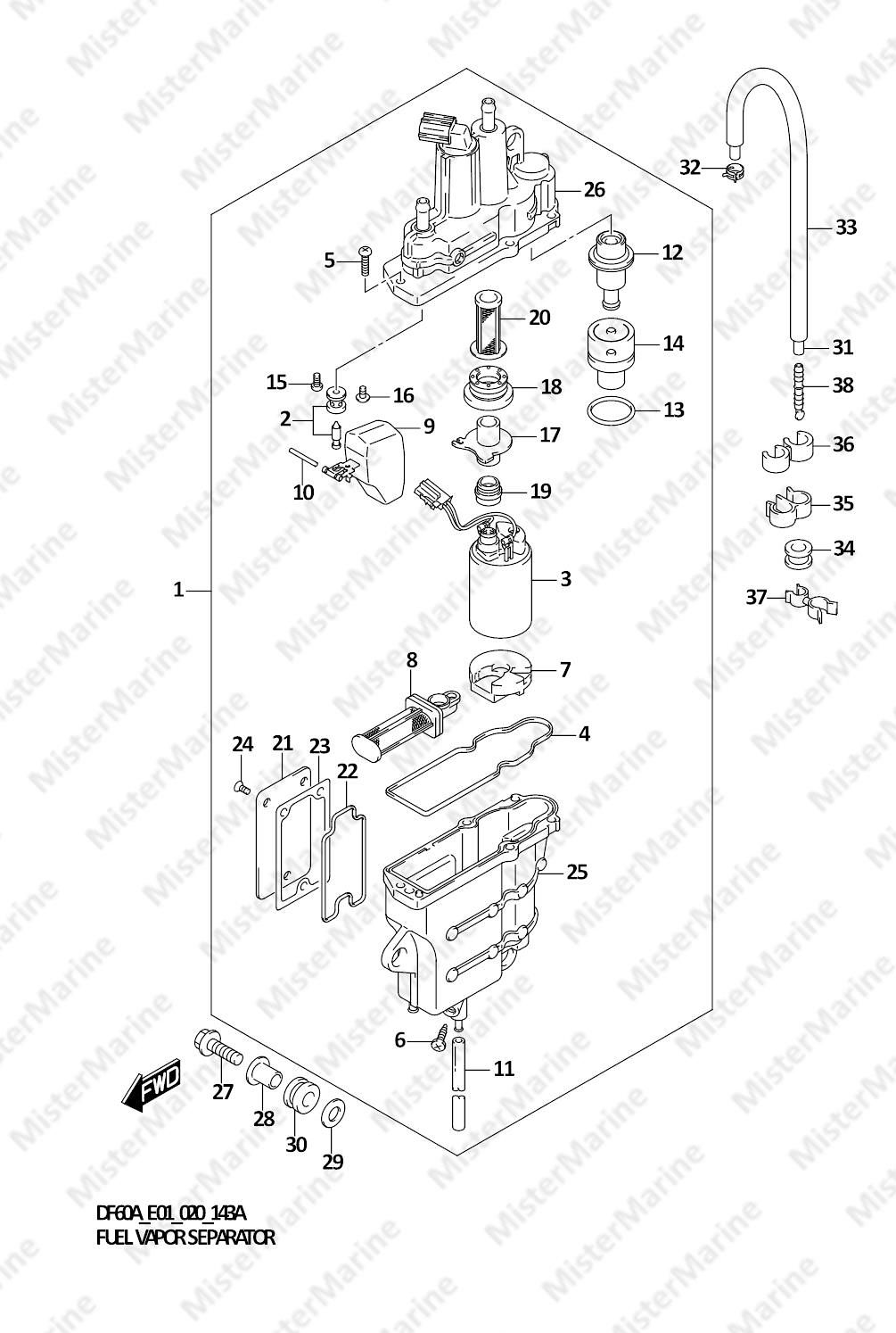 FIG.143A (1-C-7) FUEL VAPOR SEPARATOR (E01)(E34)