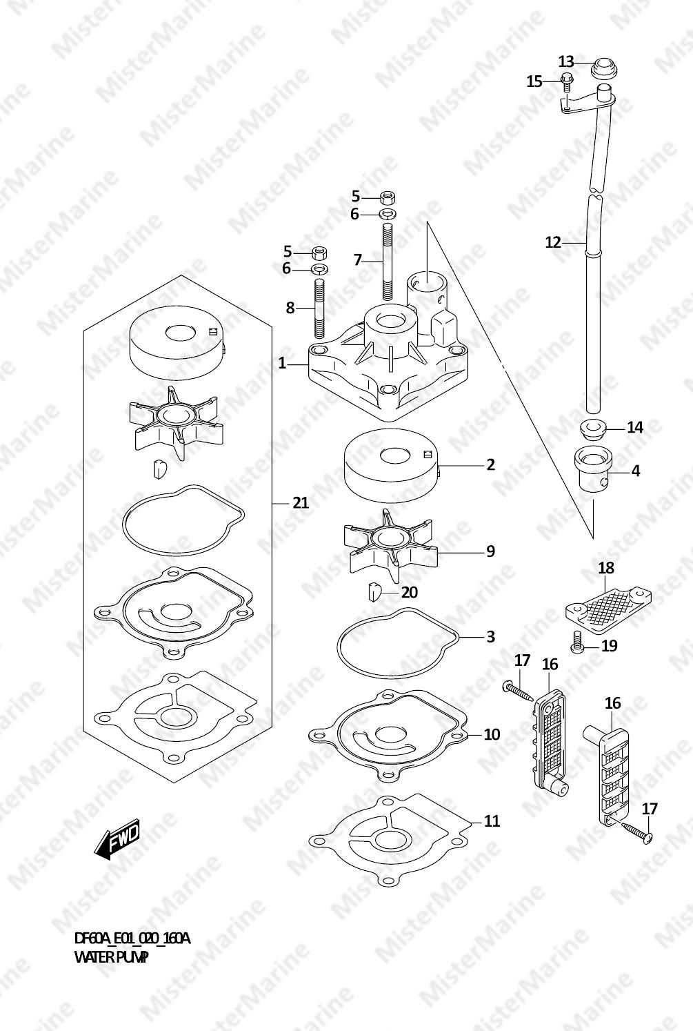 FIG.160A (1-C-15) WATER PUMP