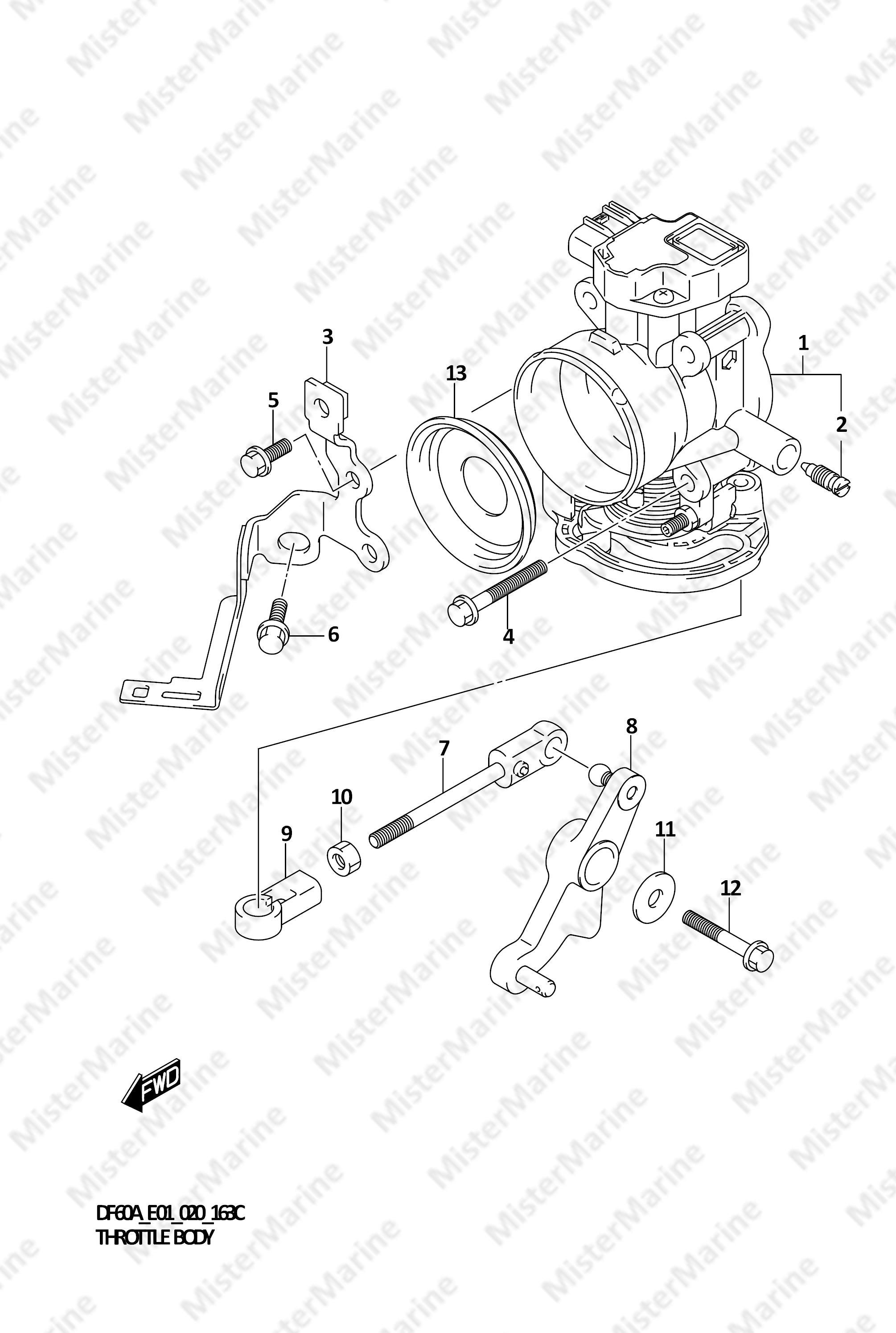 FIG.163C (1-D-12) THROTTLE BODY (DF40AST)