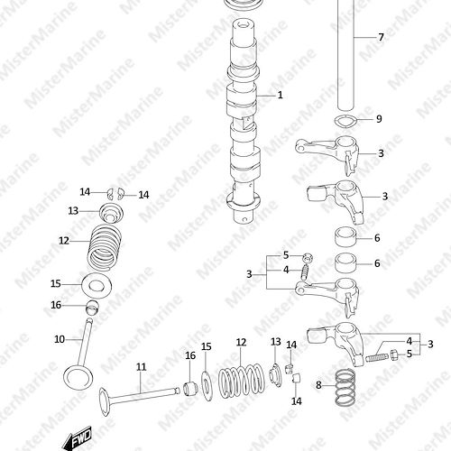 FIG.121C (1-B-11) CAMSHAFT (DF9.9A P01)