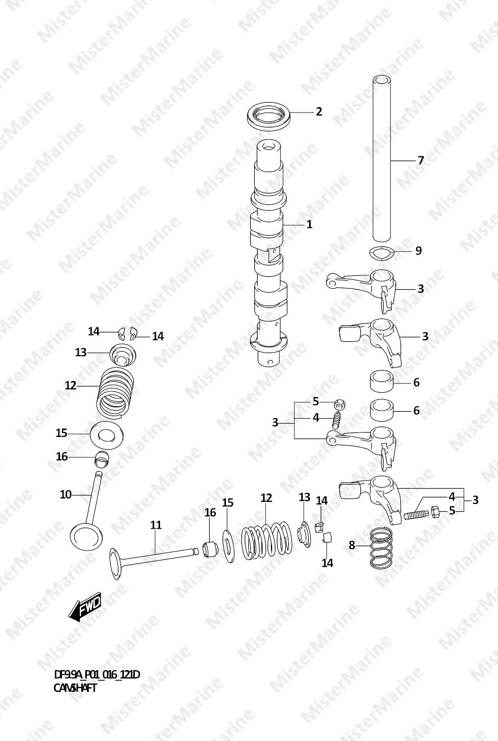 FIG.121D (1-B-12) CAMSHAFT (DF9.9AR P01)