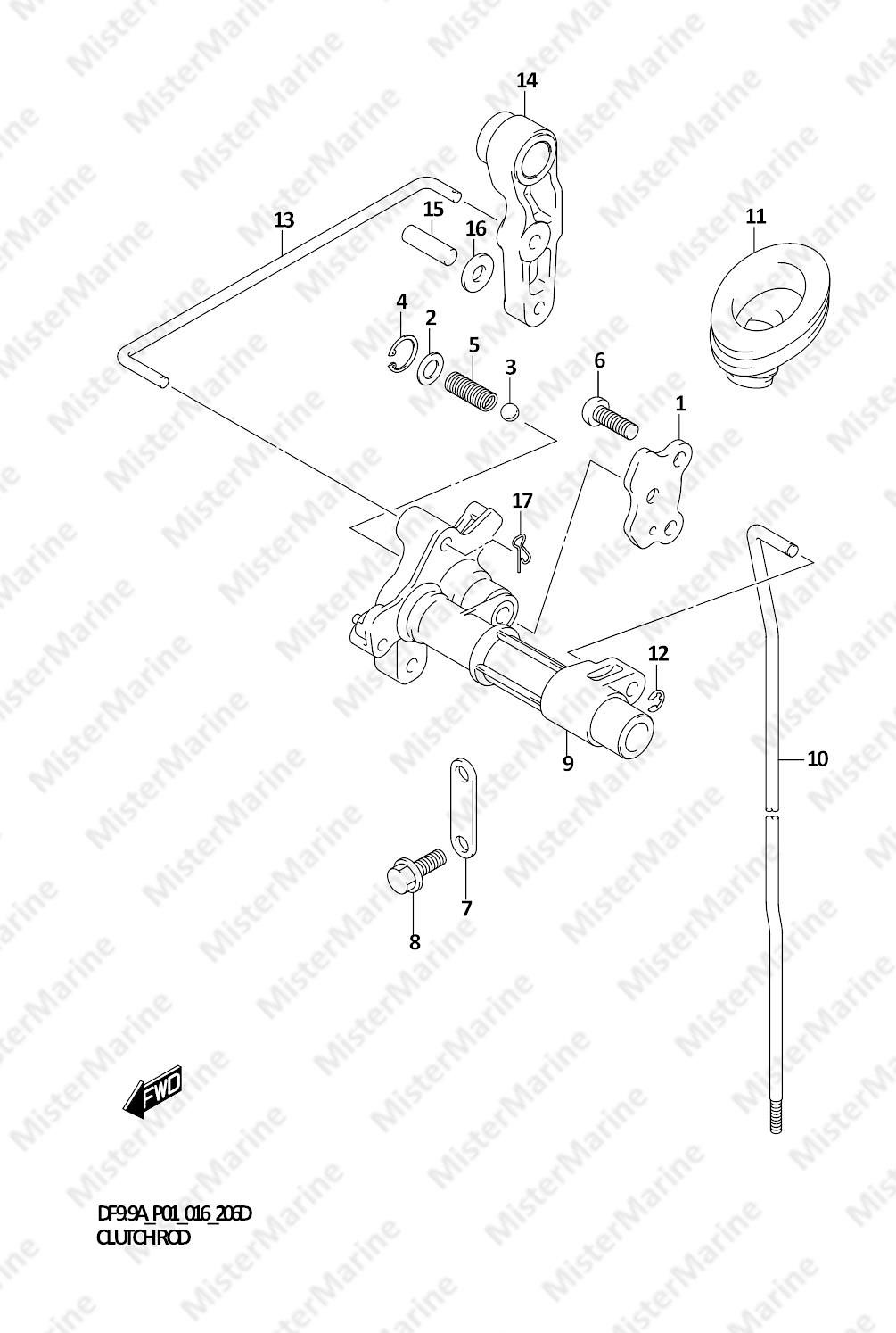 FIG.206D (1-D-5) CLUTCH ROD (DF9.9AR P01)