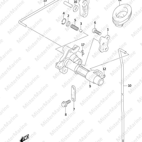FIG.206D (1-D-5) CLUTCH ROD (DF9.9AR P01)