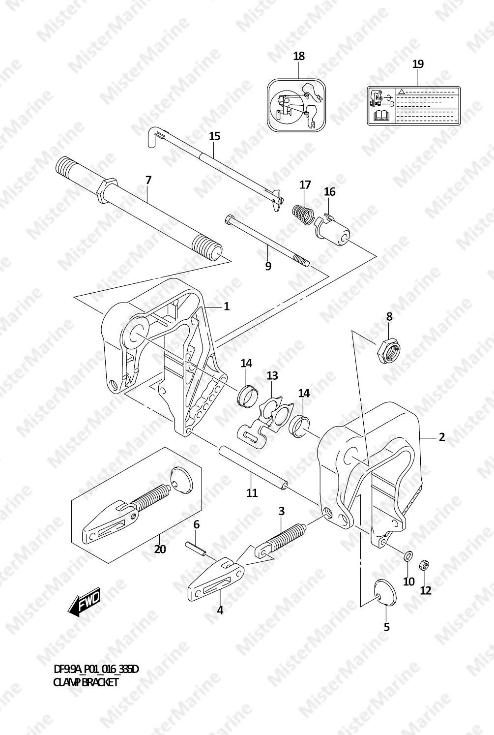 FIG.335D (1-E-15) CLAMP BRACKET (DF9.9AR P01)