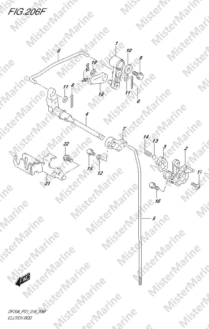 FIG.206F (1-I-6) CLUTCH ROD (DF15AT P01)