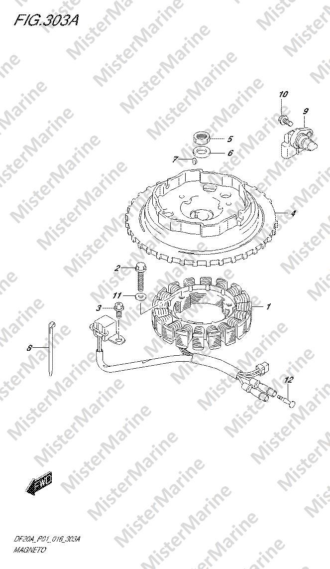 FIG.303A (1-K-11) MAGNETO (MANUAL STARTER) (DF9.9B P01)