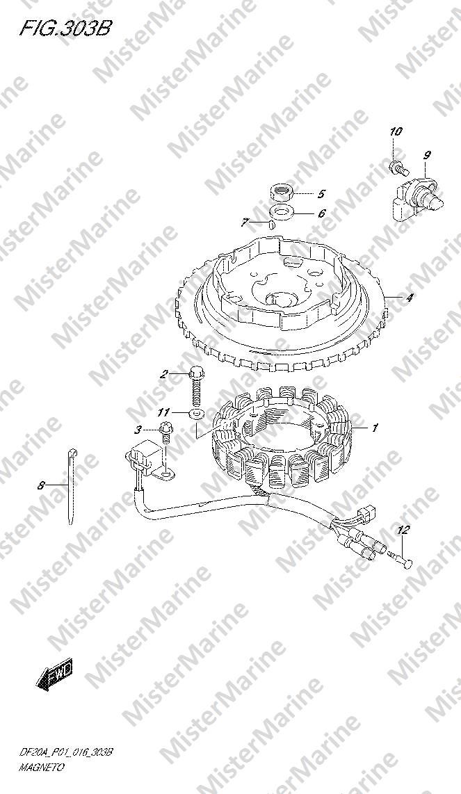 FIG.303B (1-K-12) MAGNETO (MANUAL STARTER) (DF15A P01)