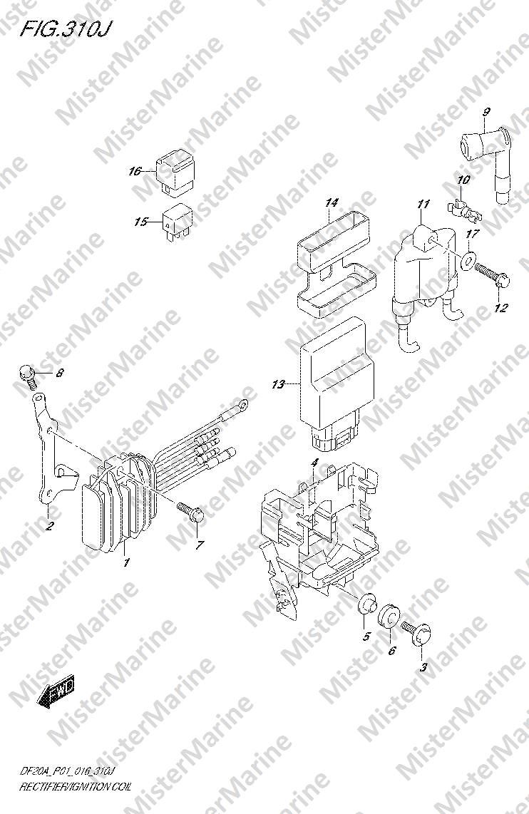 FIG.310J (1-L-10) RECTIFIER/IGNITION COIL (DF20A P40)