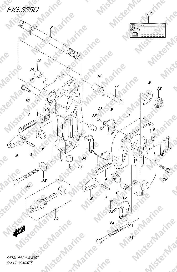 FIG.335C (2-D-3) CLAMP BRACKET (DF9.9BT P01)