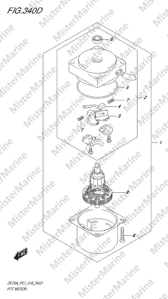 FIG.340D (2-F-14) PTT MOTOR (DF20AT P01)