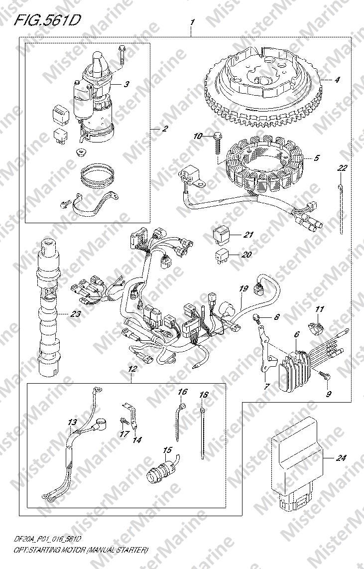 FIG.561D (3-F-2) OPT:STARTING MOTOR (MANUAL STARTER) (DF20A P40)