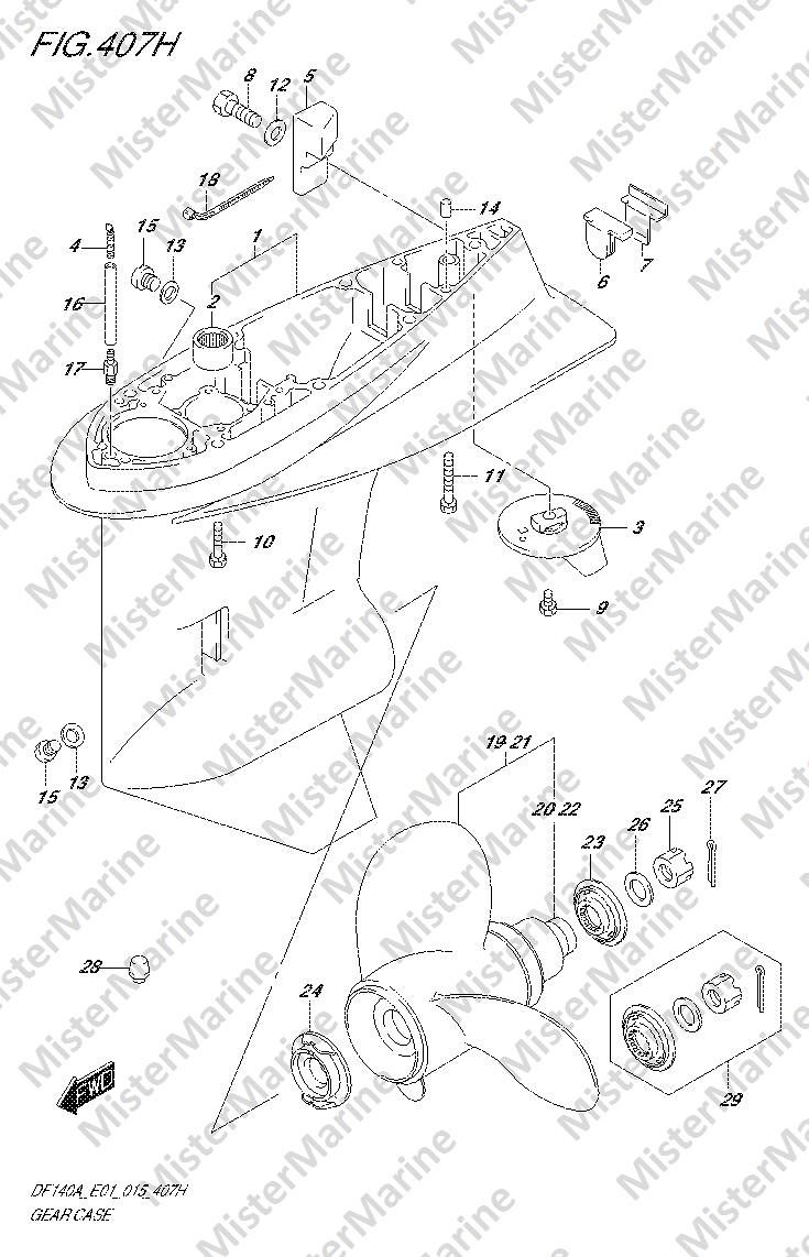 FIG.407H (2-H-4) GEAR CASE (SINISTRO)